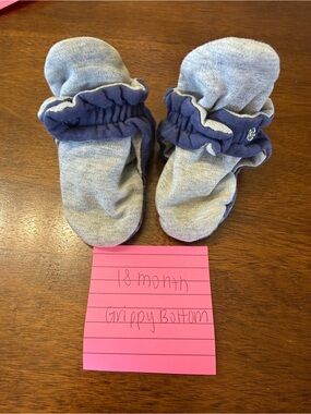 Zutano Gray and Navy Baby Slippers 18 month